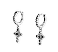 Pengas de aro de circón negro pequeño para mujeres joyas de arete de perforación redonda de círculo redondo