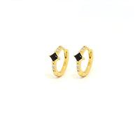 Pengas de aro de circón negro pequeño para mujeres joyas de arete de perforación redonda de círculo redondo