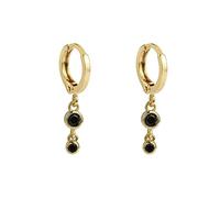 Pengas de aro de circón negro pequeño para mujeres joyas de arete de perforación redonda de círculo redondo