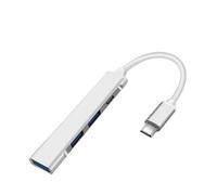 Pengchang 4 en 1 HUB USB 3.0 Adaptador Divisor múltiple de Alta Velocidad USB3.0 OTG 4 Puertos USB C HUB(Type C Silver-B)