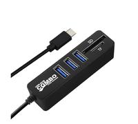 Pengchang 5/8 Puertos USB 2,0 HUB SD/TF Adaptador de Lector de Tarjetas Multi USB 2,0 Divisor USB Hub 2,0 múltiples expansores Switch Hub Estaciones de Acoplamiento(Black Type-C 5-Port)