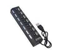 Pengchang Adaptador de Corriente USB 2,0, 4/7 Puertos, Divisor de concentrador USB Universal, concentrador USB 2,0, Estaciones de Acoplamiento de Interruptor expansor múltiple(7 Ports)