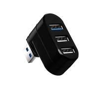 Pengchang Adaptador USB Hub 3,0, Divisor de Lector de Disco U de Alta Velocidad con rotación de 180, 3 Puertos USB 2,0 for Ordenador, PC, portátil, Mac Mini, Accesorios(Black 3.0)