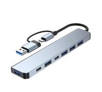 Pengchang Estación de Acoplamiento concentrador USB 3,0 Tipo C, 4/5/7 Puertos, Lector de Tarjetas SD TF, Carga rápida PD for MacBook, Notebook, Ordenador portátil(7 in 2 Gray)