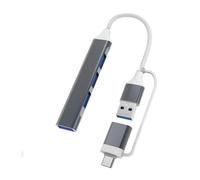 Pengchang Estación de Acoplamiento concentrador USB 3,0 Tipo C, 4/5/7 Puertos, Lector de Tarjetas SD TF, Carga rápida PD for MacBook, Notebook, Ordenador portátil(4 in 2 Gray)