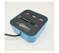 Pengchang USB 2,0 Hub Combo Splitter 3 Puertos estación de Acoplamiento Todo en uno SD TF M2 MS/Pro Duo Adaptador de Lector de Tarjetas for PC y portátil(Blue)