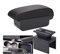 PENGFNB Coche Apoyabrazos para Hyundai I20 2021 2022, Consola Central Reposabrazos Almacenamiento Caja Consolas Apoya Brazos Cuero Armrest Box,C/Red-Line-with USB