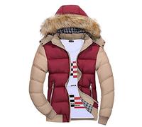 PengGeng Hombre Invierno Cazadoras De Plumas Calor Grueso Manga Larga Encapuchado Chaquetas Acolchado Rojo Caqui L