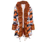 PengGengA Abrigo de invierno para mujer, chaqueta de piel sintética gruesa y cálida, chaqueta con capucha, abrigo para mujer, estilo casual, larga, parka para exteriores