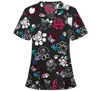 PengGengA Casacas Sanitarias Mujer Manga Corta con Cuello en V Sanitario Camisa Médica (G40Z526, 3XL)