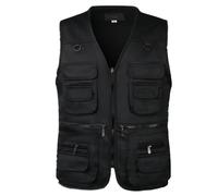 PengGengA Chaleco de Pesca para Hombre Chaleco Multibolsillos Chalecos de Trabajo Camping Senderismo Safari Deportes Exterior Chaquetas sin Mangas - Negro, XL