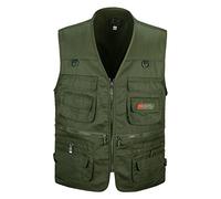 PengGengA Chaleco de Pesca para Hombre Chaleco Multibolsillos Chalecos de Trabajo Camping Senderismo Safari Deportes Exterior Chaquetas sin Mangas - Verde militar, 5XL