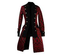 PengGengA Chaquetas De Hombre Gótica Traje De Uniforme Ropa De Fiesta Steampunk Abrigo De Chaqueta Rojo 3XL