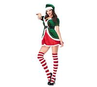 PengGengA Disfraz de Duende de Navidad para Mujer Vestido Traje de de elfa para Halloween Cosplay (Femenino #3, S)