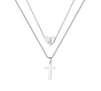 PengJin - Collares con colgante de corazón A-Z y cruz de acero inoxidable para mujeres, niñas y hombres, para Navidad, cumpleaños, graduación, joyería de moda (J)