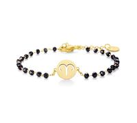 pengjin Pulsera con colgante Aries, cuentas negras de cobre antialérgicas, cadena de doce constelaciones, la mejor opción para cumpleaños y aniversarios de niñas, Acero inoxidable