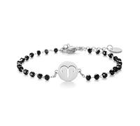 pengjin Pulsera con colgante de mujer Aries, antialérgica de cobre negro con cuentas de doce constelaciones, la mejor opción para cumpleaños y aniversarios de niñas, Acero inoxidable