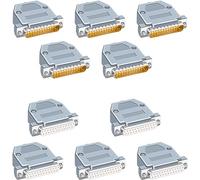 PENGLIN 10 unidades DB25 macho hembra RS232 D-SUB serial soldadura, conectores chapados en oro RS232 de 25 pines con cubiertas de plástico, boquilla de alivio de tensión y tornillos