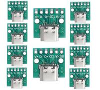 PENGLIN 10PCS Conector Hembra Tipo C a conector Dip con PCB de Prueba,Adaptador USB 3.1 Tipo C a 6P Dip Converter para Transferencia de Datos y Cables