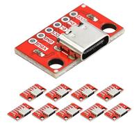 PENGLIN 10PCS USB C Breakout Board,USB C Breakout Board Serial Breakout Conector Hembra Tarjeta de Conversión Hembra, USB Tipo C Hembra PCB Placa PCB