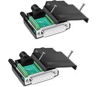 PENGLIN 2 adaptadores de serie DB25 sin soldadura hembra RS232 D-SUB, 16 mm más delgados de 25 pines, terminal de puerto de conexión, sin soldadura, placa de conector con funda accesorios