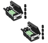 PENGLIN 2 adaptadores VGA DB15 de 3 filas sin soldadura | 3+9 D-SUB 15 pines Puerto Breakout Conector Junta con accesorios de carcasa Perno largo