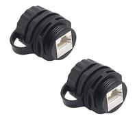 PENGLIN 2 conectores impermeables RJ45 blindados de montaje en panel CAT7, M25 Cat5/5e/6/7 8P8C Ethernet, adaptador de red hembra a hembra con tapa