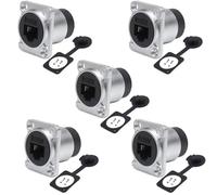 PENGLIN 5 piezas RJ45 CAT6A blindado panel montaje hembra empotrable, tipo D RJ45 8P8C CAT6A/CAT6/CAT5 Ethernet LAN, toma de red con tapa a prueba de agua y polvo