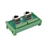 PENGLIN RJ45 8P8C DIN Montaje en carril Ethernet Conector Distribuidor Placa Breakout Board Dos Vías RJ45 Vertical Hembras Adaptador