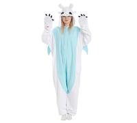 PENGMAI Disfraz de dragón de una pieza para mujeres y hombres, enterizo de animal para adultos, disfraz de Halloween, cosplay, ropa para el hogar, Dragón blanco, XL