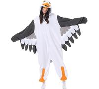 PENGMAI Pijamas unisex para adultos, cosplay, pato, pavo, animal, una pieza, disfraz de Halloween, ropa de dormir para el hogar, Gaviota, XL