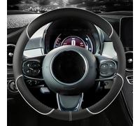 PENGNAQP Compatible con Fiat para 500L 2014-2018 para 500X 2015-2022 Protector para Volante de Coche PU Accesorios para automóviles Accesorios Decorativos(White O Shape)