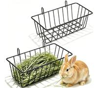 Pengrud 2 Piezas Comedero para Heno Conejos de Metal, 23 × 10 × 7,5 cm | Comedero Conejo Jaula, Cesta para Heno Compatible con Cobayas, Chinchillas y Otros Pequeños Animales Que Consumen Heno