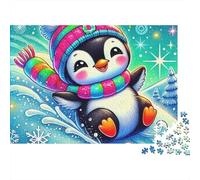 Penguin 1000 Piezas Rompecabezas para Adultos Lindo Pingüino Deslizándose en Invierno Premium Grueso Resistente Desafiante Alivio de Estrés Juego Familiar 70x50cm/1000pcs