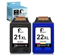 Penguin 21XL 22XL Cartucho de Tinta Remanufacturado para HP 21 XL 22 XL Deskjet F380 F370 3930 D2360 D2460 F2180 F2224 F2280 F4180 PSC 1401 1406 1410 OfficeJet 4315 5610 Fax 1250 3180 Negro y Color