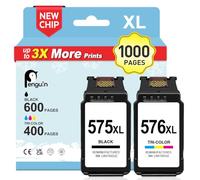 Penguin 575 XL 576XL Cartuchos de Tinta para Canon 575 576 XL Negro y Color