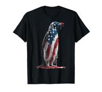 Penguin American Flag USA Drip Graffiti Amante Camiseta