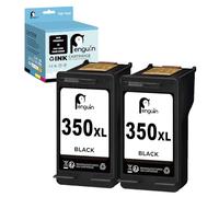 Penguin-Cartucho de Tinta Remanufacturado para HP 350 XL 350XL Compatible con Photosmart C4280 C4380 C4480 C4580 C5280 D5360 Officejet J5780 J6424 (2 Negro)