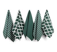 Penguin Home®-100% Paños de Cocina Juego de 5-Suave-Durable-Elegante Diseño Verde Cazador con Múltiples Patrones-Lavable a Máquina-65 x 45 cm, Algodón, Paquete de 5