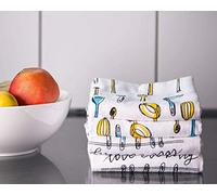 Penguin Home 3508 Fouta Style - Juego de 4 paños de Cocina de Rizo - Color diseño de Cuchara, 100% algodón, súper Suaves, duraderos y absorbentes, Secado rápido, 45 x 70 cm, Blanco/Amarillo y Azul