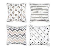 Penguin Home® Fundas de cojín cuadradas 100% algodón teseladas de Doble Cara con Cremallera Invisible de 45 cm x 45 cm (18 x 18 Pulgadas) Beige, Noir, Gris