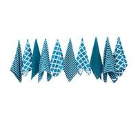 Penguin Home® - Juego de 10 Toallas de té 100% algodón - La mayoría - Durable - Elegante diseño Azul Claro con Varios Patrones Tamaño: 65 x 45 cm