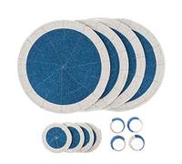 Penguin Home® - Juego de 12 manteles Individuales, Posavasos y servilleteros con Cuentas de Vidrio, Azul y Blanco, manteles Individuales Redondos, Hechos a Mano por hábiles Artesanos Indios
