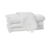 Penguin Home Juego de 4 servilletas de algodón 100% algodón, ecológicas, sostenibles, Reutilizables, Uso Diario, Tela con Flecos, 40 x 40 cm, Color Blanco