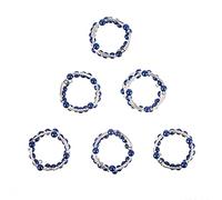 Penguin Home® Juego de 6 Anillos Hechos a Mano con Cuentas de Malla de Hierro | Azul| Juego de servilleteros para cenar, Bodas, Fiestas, mesas, Decoraciones | Diámetro 4,5 cm | Altura: 2,8 cm |
