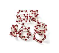 Penguin Home® Juego de 6 Servilleteros con Cuentas Estilo Brazalete Hechos a Mano |Cuentas en Malla de Hierro|Rojo|Diámetro 4.5 cm| Altura : 2,8 cm|