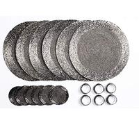 Penguin Home Juego Posavasos, Servilleteros y Manteles Individuales Redondos con Cuentas Cristal 18 Piezas, Plata Antiguo