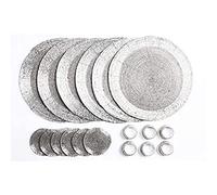 Penguin Home Juego Posavasos, Servilleteros y Manteles Individuales Redondos con Cuentas Cristal 18 Piezas, Plata
