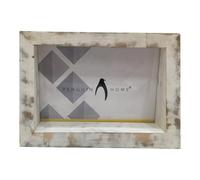 Penguin Home Mangowood - Marco de fotos horizontal de 10 x 15 cm, acabado blanco envejecido, estilo vintage rústico, marco de madera hecho a mano para pared o mesa, ideal para decoración del hogar,
