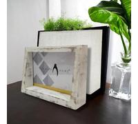 Penguin Home Mangowood - Marco de fotos horizontal de 12 x 17 cm, acabado blanco envejecido, estilo vintage rústico, marco de madera hecho a mano para pared o mesa, ideal para decoración del hogar,